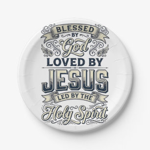 Von Gott Jesus Heiliger Geist gesegnetes Vintage-S Pappteller