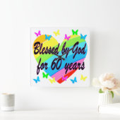 VON GOTT SEIT 60 JAHREN HERZGESTALTET QUADRATISCHE WANDUHR (Zuhause)