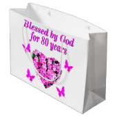 VON GOTT SEIT 80 JAHREN GESCHLOSSENE FLORALKONSTRU GROßE GESCHENKTÜTE (Rückseite Schrägansicht)