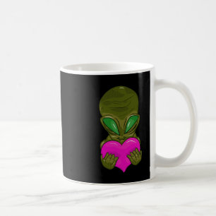 von grauer Alien mit Hecht in Liebe Aufkleber Kaffeetasse