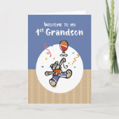 Von Großvater First Grandson New Baby Willkommen Karte (Vorderseite)