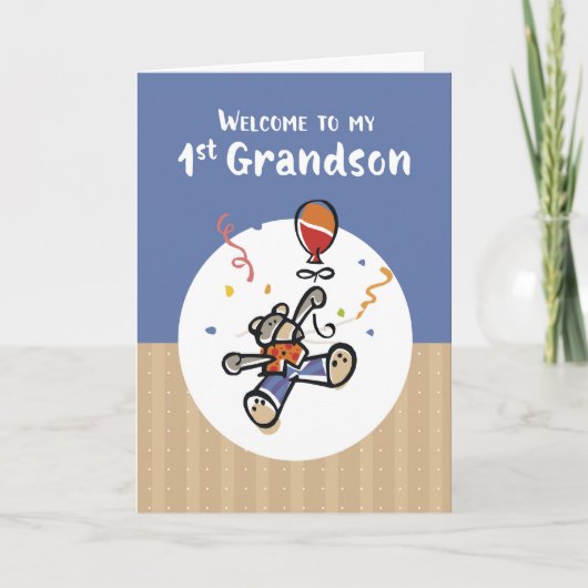 Von Großvater First Grandson New Baby Willkommen Karte (Vorderseite)