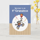 Von Großvater First Grandson New Baby Willkommen Karte (Gelbe Blume)