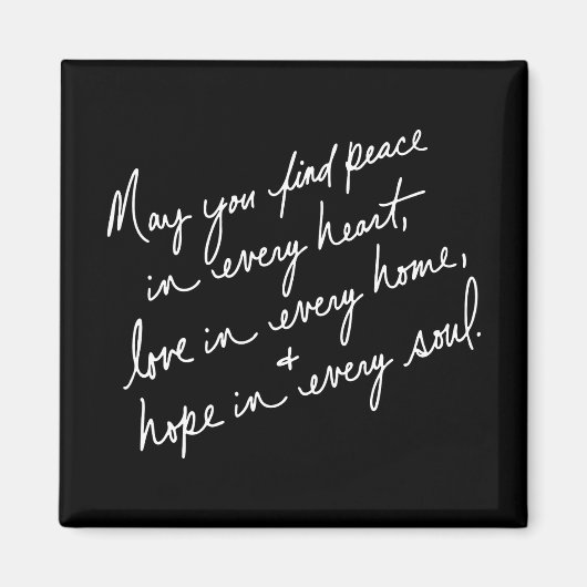 Von Hand geschriebene Peace Liebe & Hope spirituel Magnet (Vorne)