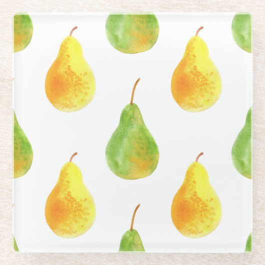 Von Hand gezeichnet Birnen, Aquarellbilder Glasuntersetzer (Vorderseite)
