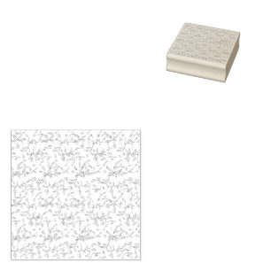 Von Hand Gezeichnet Botanisches Muster in Schwarzw Gummistempel