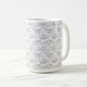 Von Hand Gezeichnet Botanisches Muster in Schwarzw Kaffeetasse