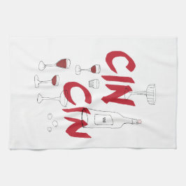 Von Hand gezeichnet Brillen und Flaschenkinken Geschirrtuch