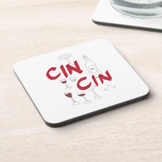 Von Hand gezeichnet Brillen und Flaschenkinken Getränkeuntersetzer (Linke Seite)