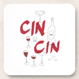 Von Hand gezeichnet Brillen und Flaschenkinken Getränkeuntersetzer