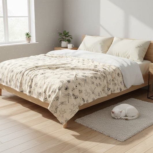 Von Hand Gezeichnet Cartoon-Insekten-Muster-Kehlko Fleecedecke