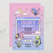 von Hand gezeichnet Einladung zum Cartoon Ihres Ki (Vorne/Hinten)