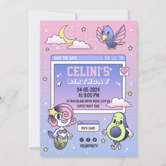 von Hand gezeichnet Einladung zum Cartoon Ihres Ki