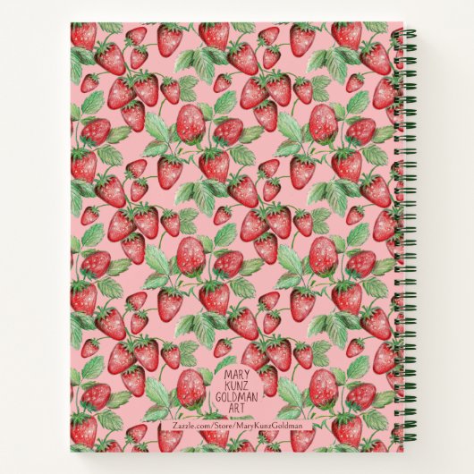 Von Hand Gezeichnet Erdbeermuster Pink-Cotattecore Notizblock (Rückseite)