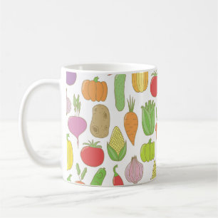 Von Hand gezeichnet Gemüse, Vintag doodle Hintergr Kaffeetasse