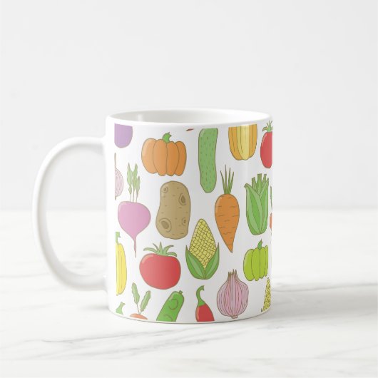 Von Hand gezeichnet Gemüse, Vintag doodle Hintergr Kaffeetasse (Links)
