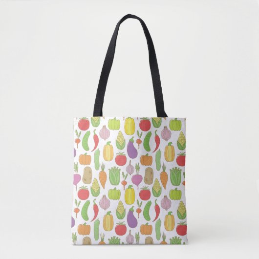 Von Hand gezeichnet Gemüse, Vintag doodle Hintergr Tasche (Vorderseite)