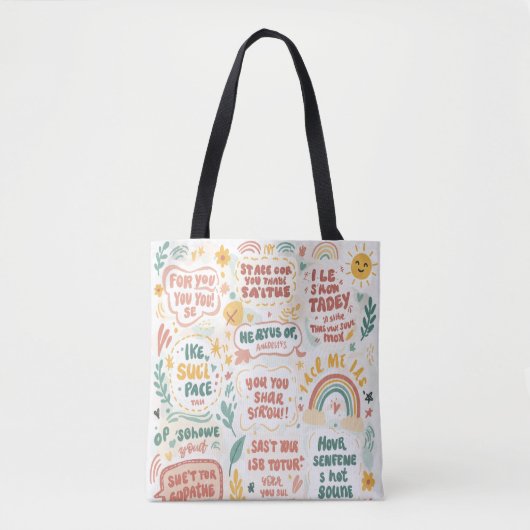 Von Hand Gezeichnet Glück: Positive Doodle-Prints Tasche (Vorderseite)
