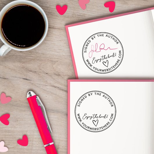 Von Hand Gezeichnet Herz Genießen Buch unterschrie Gummistempel