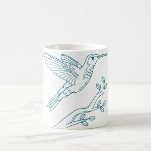 Von Hand Gezeichnet Hummingbird Kontur Kaffee Tass Kaffeetasse