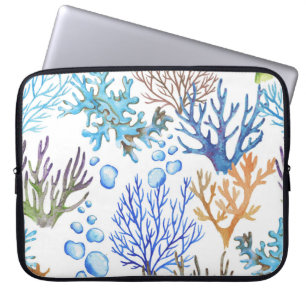 Von Hand gezeichnet Korallen: Unterwasser-Seemuste Laptopschutzhülle