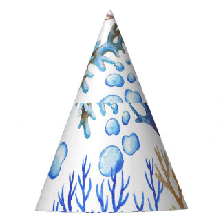 Von Hand gezeichnet Korallen: Unterwasser-Seemuste Partyhütchen