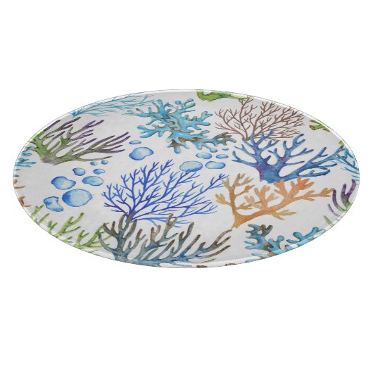 Von Hand gezeichnet Korallen: Unterwasser-Seemuste Schneidebrett (Ecke)