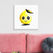 Von Hand Gezeichnet Lemon Emoji-Stretchkanvas druc Leinwanddruck (Insitu (Wohnzimmer))