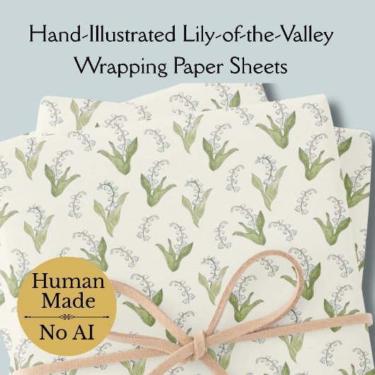 Von Hand Gezeichnet Lily of the Valley Hübscher Fr Geschenkpapier Set