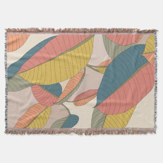 Von Hand Gezeichnet Magnolia Tree Blätter Cotton W Decke (Vorderseite)