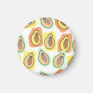 Von Hand Gezeichnet Papaya: Kreatives Vintages Mus Magnet
