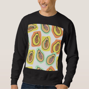 Von Hand Gezeichnet Papaya: Kreatives Vintages Mus Sweatshirt
