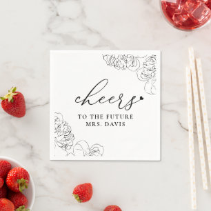 Von Hand gezeichnet Peonies Cheers Future Mrs. Bra Serviette