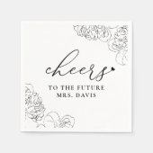 Von Hand gezeichnet Peonies Cheers Future Mrs. Bra Serviette (Vorderseite)