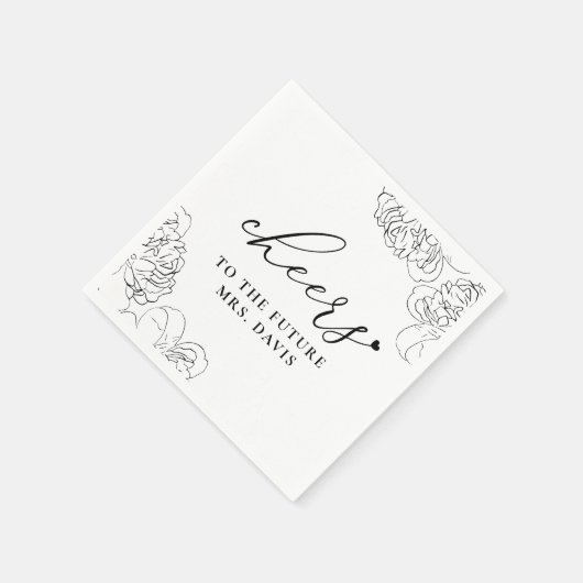 Von Hand gezeichnet Peonies Cheers Future Mrs. Bra Serviette (Ecke)