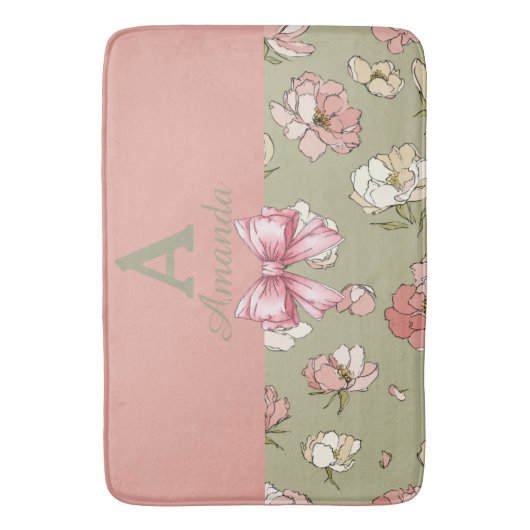 Von Hand Gezeichnet Peony Pattern Badematte (Vorderseite Vertikal)