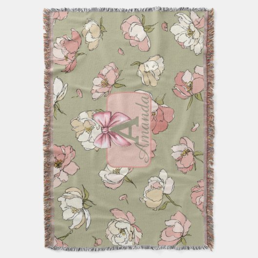 Von Hand Gezeichnet Peony Pattern Decke (Vorderseite Vertikal)