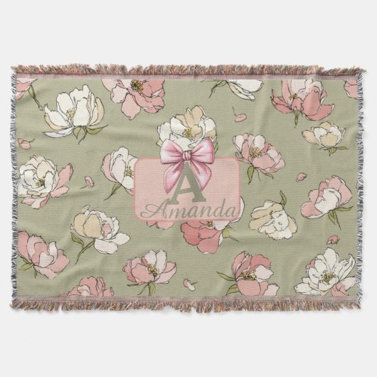 Von Hand Gezeichnet Peony Pattern Decke (Vorderseite)