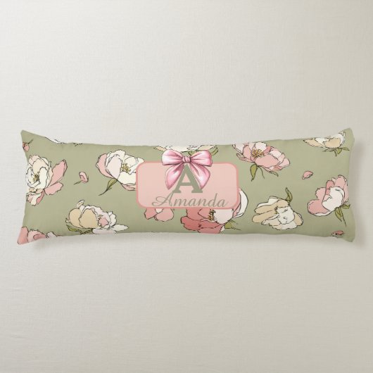 Von Hand Gezeichnet Peony Pattern Seitenschläferkissen (Vorderseite)