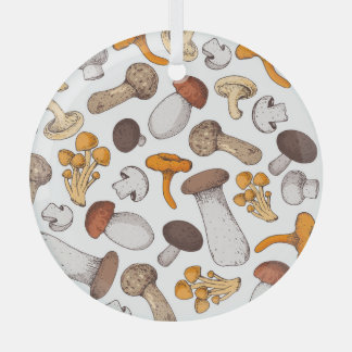 Von Hand gezeichnet Pilze: Nahrungshintergrund. Ornament Aus Glas