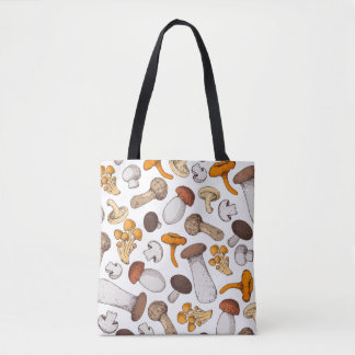 Von Hand gezeichnet Pilze: Nahrungshintergrund. Tasche
