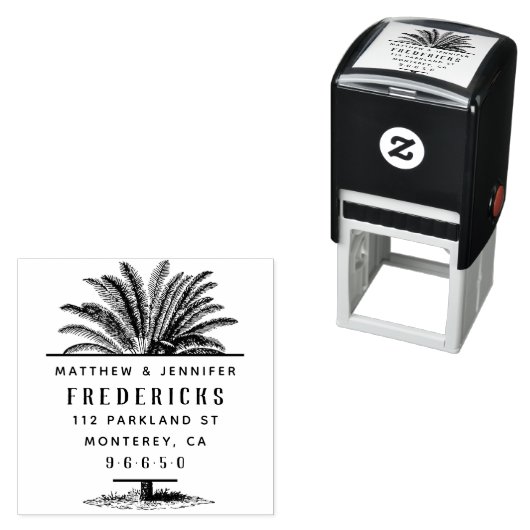 Von Hand gezeichnet Rücksendeadresse Palmen Tree S Permastempel (Beispiel)