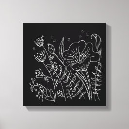 Von Hand gezeichnet Schwarz-Weiß-Dunkelwiese Leinwanddruck