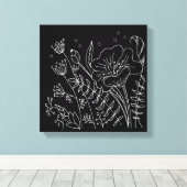 Von Hand gezeichnet Schwarz-Weiß-Dunkelwiese Leinwanddruck (Insitu (Holzboden))