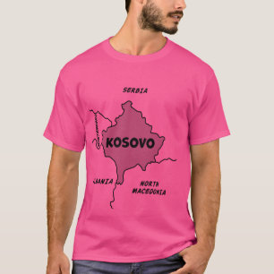 Von Hand gezeichnet schwarze Karte des Kosovo und  T-Shirt