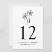 Von Hand Gezeichnet Schwarze Palmen Hochzeitsszene Einladung (Vorderseite)