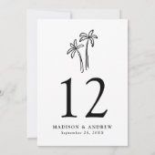 Von Hand Gezeichnet Schwarze Palmen Hochzeitsszene Einladung (Rückseite)