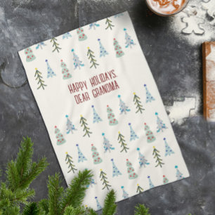 Von Hand gezeichnet skandinavische Weihnachtsbäume Geschirrtuch