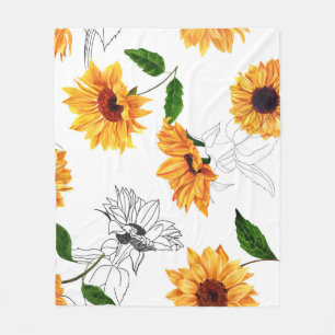 Von Hand gezeichnet Sonnenblumen: lebendiges gelbe Fleecedecke