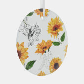 Von Hand gezeichnet Sonnenblumen: lebendiges gelbe Ornament Aus Glas (Vorderseite Rechts)